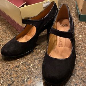 Black suede leather shoes
